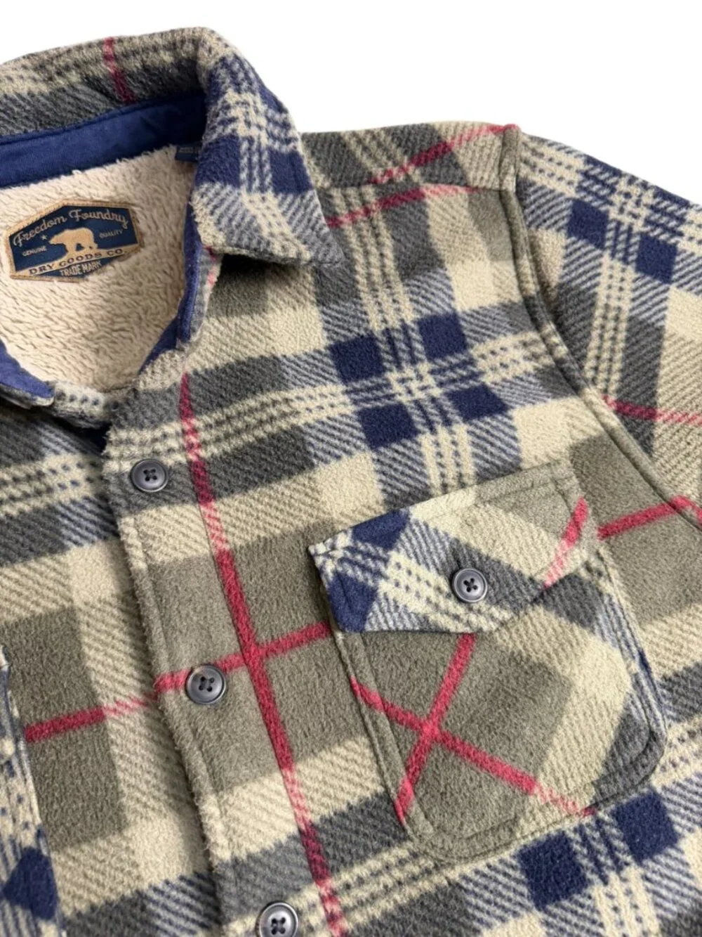 Freedom Foundry Sherpa Lined Plaid Shirt Jacket Large Shacket